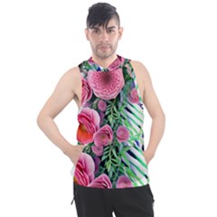 Adorned Watercolor Flowers Men s Sleeveless Hoodie by GardenOfOphir