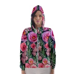 Brilliant Blushing Blossoms Women s Hooded Windbreaker by GardenOfOphir