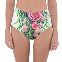 Brilliant Blushing Blossoms Reversible High-waist Bikini Bottoms by GardenOfOphir