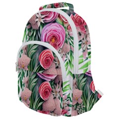 Brilliant Blushing Blossoms Rounded Multi Pocket Backpack by GardenOfOphir