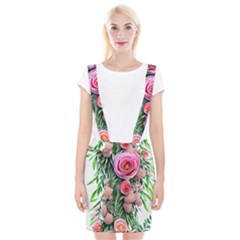 Brilliant Blushing Blossoms Braces Suspender Skirt