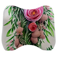 Brilliant Blushing Blossoms Velour Head Support Cushion by GardenOfOphir