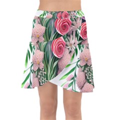 Brilliant Blushing Blossoms Wrap Front Skirt by GardenOfOphir