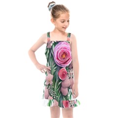 Brilliant Blushing Blossoms Kids  Overall Dress by GardenOfOphir