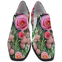 Brilliant Blushing Blossoms Women Slip On Heel Loafers by GardenOfOphir