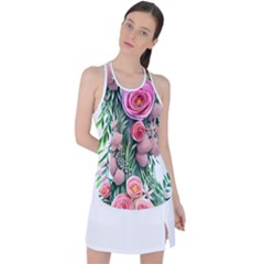 Brilliant Blushing Blossoms Racer Back Mesh Tank Top by GardenOfOphir