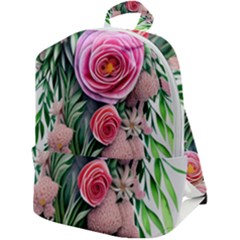 Brilliant Blushing Blossoms Zip Up Backpack by GardenOfOphir