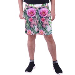 Brilliant Blushing Blossoms Men s Pocket Shorts by GardenOfOphir