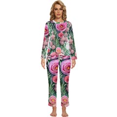 Brilliant Blushing Blossoms Womens  Long Sleeve Lightweight Pajamas Set by GardenOfOphir