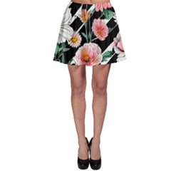 Exotic Watercolor Botanical Flowers Pattern Skater Skirt by GardenOfOphir