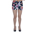 Exotic Watercolor Botanical Flowers Pattern Skinny Shorts View1