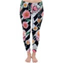 Exotic Watercolor Botanical Flowers Pattern Classic Winter Leggings View1