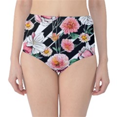 Exotic Watercolor Botanical Flowers Pattern Classic High-waist Bikini Bottoms by GardenOfOphir