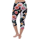 Exotic Watercolor Botanical Flowers Pattern Lightweight Velour Capri Yoga Leggings View4