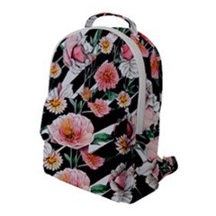 Exotic Watercolor Botanical Flowers Pattern Flap Pocket Backpack (large) by GardenOfOphir