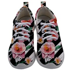 Exotic Watercolor Botanical Flowers Pattern Mens Athletic Shoes by GardenOfOphir