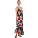 Botanical Black Pink Flowers Pattern Cami Maxi Ruffle Chiffon Dress View1