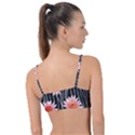 Botanical Black Pink Flowers Pattern Knot Up Bikini Top View2