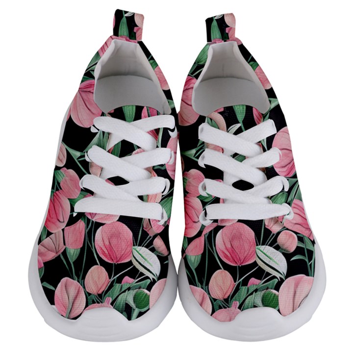 Boho Watercolor Botanical Flowers Kids  Lightweight Sports Shoes