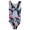 Boho Watercolor Botanical Flowers Kids  Cut-Out Back One Piece Swimsuit View2