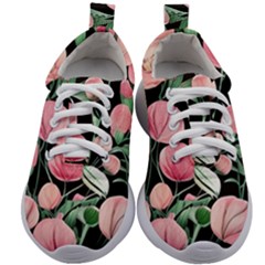 Boho Watercolor Botanical Flowers Kids Athletic Shoes