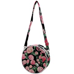 Boho Watercolor Botanical Flowers Crossbody Circle Bag by GardenOfOphir