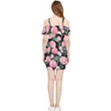 Boho Watercolor Botanical Flowers Shoulder Frill Bodycon Summer Dress View2