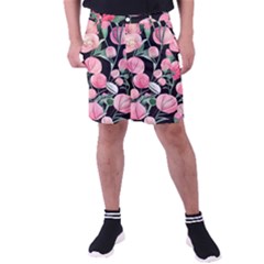 Boho Watercolor Botanical Flowers Men s Pocket Shorts by GardenOfOphir