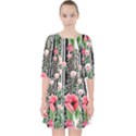 Tropical Paradise - Watercolor Botanical Flowers Quarter Sleeve Pocket Dress View1