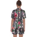 Tropical Paradise - Watercolor Botanical Flowers Satin Short Sleeve Pajamas Set View2