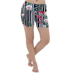 Tropical Paradise - Watercolor Botanical Flowers Lightweight Velour Yoga Shorts by GardenOfOphir