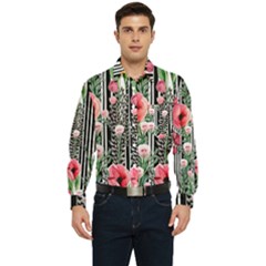 Tropical Paradise - Watercolor Botanical Flowers Men s Long Sleeve Pocket Shirt  by GardenOfOphir