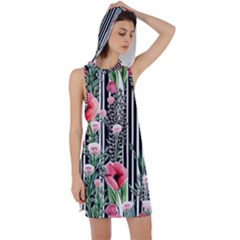 Tropical Paradise - Watercolor Botanical Flowers Racer Back Hoodie Dress by GardenOfOphir