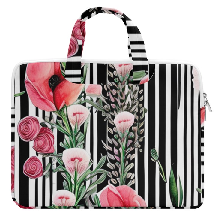 Tropical Paradise - Watercolor Botanical Flowers MacBook Pro 13  Double Pocket Laptop Bag