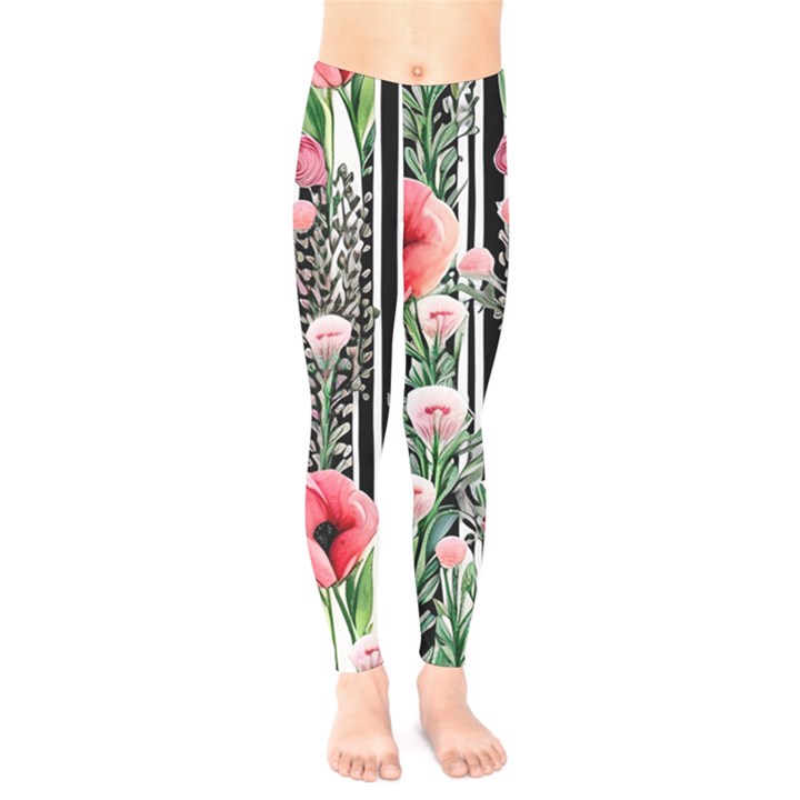 Tropical Paradise - Watercolor Botanical Flowers Kids  Classic Winter Leggings