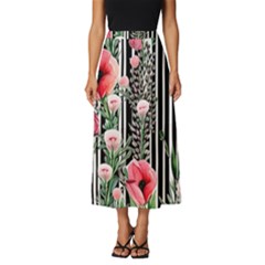 Tropical Paradise - Watercolor Botanical Flowers Classic Midi Chiffon Skirt