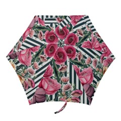 Flora Watercolor Botanical Flowers Mini Folding Umbrellas by GardenOfOphir