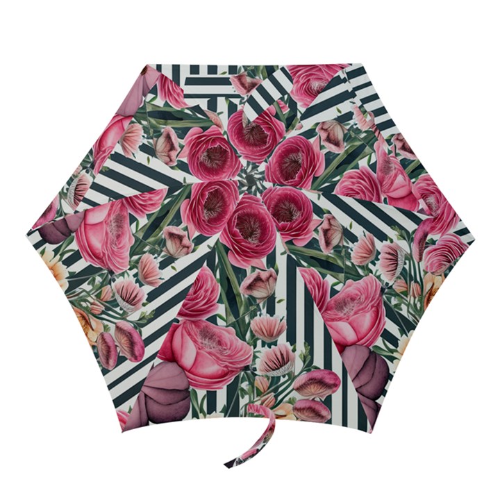 Flora Watercolor Botanical Flowers Mini Folding Umbrellas