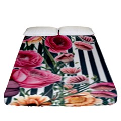 Flora Watercolor Botanical Flowers Fitted Sheet (king Size) by GardenOfOphir