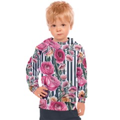 Flora Watercolor Botanical Flowers Kids  Hooded Pullover by GardenOfOphir