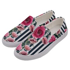 Flora Watercolor Botanical Flowers Men s Canvas Slip Ons by GardenOfOphir