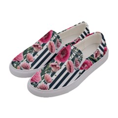 Flora Watercolor Botanical Flowers Women s Canvas Slip Ons by GardenOfOphir