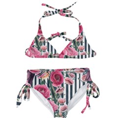 Flora Watercolor Botanical Flowers Kids  Classic Bikini Set by GardenOfOphir