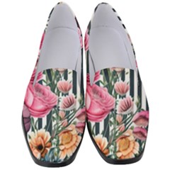 Flora Watercolor Botanical Flowers Women s Classic Loafer Heels by GardenOfOphir