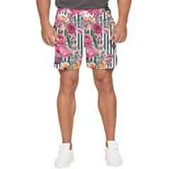 Flora Watercolor Botanical Flowers Men s Runner Shorts by GardenOfOphir