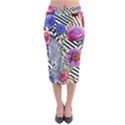 Bountiful Watercolor Flowers Velvet Midi Pencil Skirt View1