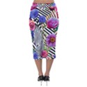 Bountiful Watercolor Flowers Velvet Midi Pencil Skirt View2