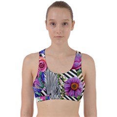 Bountiful Watercolor Flowers Back Weave Sports Bra by GardenOfOphir