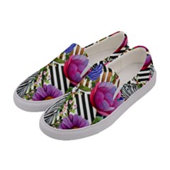 Bountiful Watercolor Flowers Women s Canvas Slip Ons by GardenOfOphir