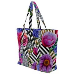 Bountiful Watercolor Flowers Zip Up Canvas Bag by GardenOfOphir